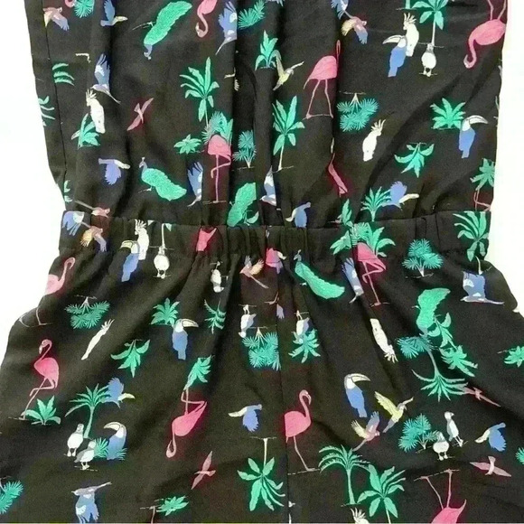 Loft Tropical Bird & Palm Tree Print Short Romper Small - Picture 5 of 7